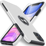 1 x RAW Customer Returns AOUIA for iPhone 11 Case with Tempered Glass Screen Protector 2, iPhone 11 Military Shockproof Mobile Phone Case Ring Magnetic Stand Ultra Thin Protective Case Scratch-Resistant Non-Slip Case for iPhone 11 - Silver - RRP €13.99