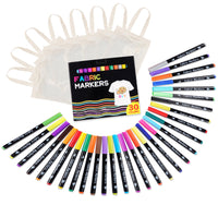 1 x RAW Customer Returns ABSOFINE 30 textile pens machine washable, textile paint pens fabric paints washable with 8 fabric bags, fabric paint pens textile paint textile marker for T-shirt fabric bags for painting hats fabric crafts - RRP €20.16