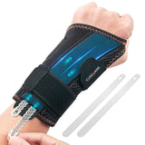 1 x RAW Customer Returns CURECARE wrist support with 2 interchangeable splints, wrist bandage for pain relief, adjustable carpal tunnel syndrome splint, wrist bandages for tendinitis, arthritis S M, left  - RRP €15.99