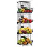 1 x RAW Customer Returns Shinoske Fruit Basket 4 Tier Fruit Vegetable Baskets Metal Vegetable Basket Kitchen Storage Basket with Pulleys for Kitchen Fruit Vegetable Toiletries Bathroom Storage - RRP €49.1