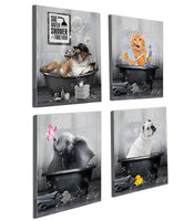 1 x Brand New UGZDEA Animal in the Bathtub Canvas Pictures, Black White Bear Elephant Cow Alpaca Bathroom Poster Home Decor-without Frame No Framed-5, 4x40x60cm  - RRP €29.99