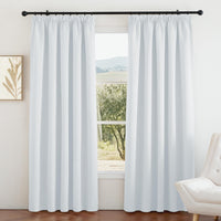 1 x RAW Customer Returns PONY DANCE Extra Wide Curtains with Ruffle Tape White Set of 2 H 228 x W 167 cm Blackout Curtains Living Room Thermal Curtain Opaque Ruffle Tape, Grey-White - RRP €51.95