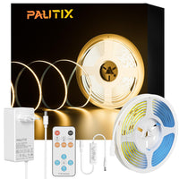 1 x RAW Customer Returns PAUTIX COB LED Strip Kit 2700K Warm White, Dimmable 10M 4800LEDs DC24V LED Strip Light, High Lumen LED Tape Lights Kit with RF Remote Timer Function and GS Power Supply for Home and Kitchen Lighting - RRP €43.6