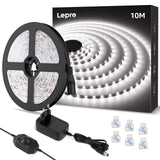 1 x RAW Customer Returns Lepro LED Strip 10M Cold White 6000K Dimmable, 24V 1800 Lumen 420 LED SMD2835 LED Tapes for Interior Decorations Party Christmas, LED Strips Complete Kit with Power Supply and Dimmer Switch - RRP €21.7