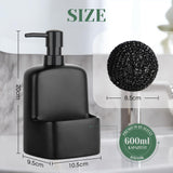 1 x RAW Customer Returns Autumnlife Soap Dispenser Black, Ceramic Dishwashing Liquid Dispenser for Kitchen, Large Liquid Hand Soap Dispenser with Sponge Holder, Refillable Matt Soap Dispenser for Bathroom, Kitchen, 600ml - RRP €19.15