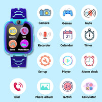 1 x RAW Customer Returns Kesasohe Smartwatch Kids Phone, Waterproof Child Watch with Voice Chat SOS Camera Music Alarm Clock Calculator 11 Games Watch Call Children, Gifts for Students Ages 3-14 Blue  - RRP €36.99