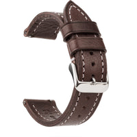 1 x RAW Customer Returns Berfine 22mm Soft Vegetable Tanned Cowhide Watch Strap, Quick Release Leather Watch Band, Replacement Strap for Smartwatch, Dark Brown - RRP €23.42