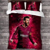 1 x RAW Customer Returns Bedding set, 3D print football star, set with pillowcase and duvet cover, bed linen, zipper opening and closing, gifts for children A07, 135 x 200 cm 80 x 80  - RRP €31.25