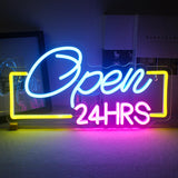 1 x RAW Customer Returns Horseneon Open 24HRS Neon Sign, Led Neon Open Sign Open 24 Hours Neon Sign for Wall, Colorful Neon Light for Hotel Club Cafe Bar Office Shopping Center Game Room Restaurant Shop Sign Decor - RRP €39.31