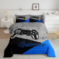 1 x RAW Customer Returns Video Game Bedding Set, Gaming Bedding Set All Seasons Gamepad Bedding Set Home Decor for Bed 230x220cm, 1 Duvet with 2 Pillowcases, Blue, Black, Gray - RRP €49.73