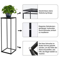 1 x RAW Customer Returns VINCIGANT flower stand plant stand nesting table plant table with metal frame decorative table scratch-resistant, flower stool metal set of 2 black - RRP €55.45