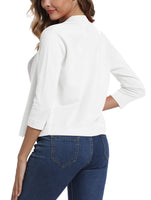 1 x RAW Customer Returns Women s 3 4 Sleeve Open Front Bolero Cardigan Shrug Solid Cardigan Top L, White  - RRP €32.24