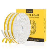 1 x RAW Customer Returns Fowong Door Window Sealing Tape Self Adhesive 6mm x 3mm x 5m Foam Rubber Waterproof Dustproof Shockproof 3 Rolls - White - RRP €26.4