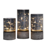 1 x RAW Customer Returns Rhytsing set of 3 glass lanterns with fairy lights, flameless LED candles with timer function H 12.5 15 17.5 cm - RRP €34.99