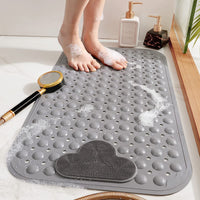 1 x RAW Customer Returns DINGC Non-Slip Shower Mat with Suction Cups and Drain Holes, Shower Mat with Massage Cushion, Large Shower Mat for Shower, 70 x 40 Gray  - RRP €20.4