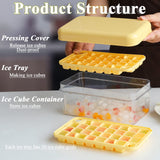 1 x RAW Customer Returns Ice Cube Tray with Lid Ice Cube Tray Freezer Ice Cube Maker with Container 60 Ice Cube Trays Easy Release Ice Cube Trays 2 Tiers, 1 Ice Bucket and Scoop Yellow - RRP €17.14