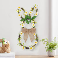 1 x RAW Customer Returns DELICHTER Easter Bunny Wreath with Linen Bow, 25 LEDs Willow Wreath with Spring Easter Decoration Battery Operated and Timer for Easter Front Door Wall Window 44cm Warm White  - RRP €20.16