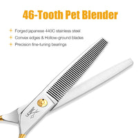 1 x RAW Customer Returns JASON professional chunker scissors for dogs, thinning scissors, dog scissors, fur scissors, dog grooming scissors made of Japanese 440C stainless steel, 7.5 inches, 40 teeth - RRP €39.99