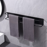 1 x RAW Customer Returns HomeHeng Guest Towel Holder 60cm Self-Adhesive No Drilling Towel Holder Stainless Steel Matt Black Towel Rack Bathroom,Y01-60MB - RRP €42.35