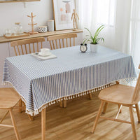 1 x RAW Customer Returns Plenmor Linen Tablecloth Cotton, Linen Look Tablecloth Washable Table Cloth Boho Tablecloth Rectangular for Kitchen Table and Outdoor Tablecloth Blue, 140 x 140 cm  - RRP €25.2