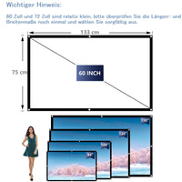 1 x RAW Customer Returns VERCORKIN projector screen 150 inches, 16 9 wrinkle-free 160 washable foldable, indoor outdoor, including nail hook and handbag 150 inches double-sided white  - RRP €41.22