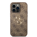 1 x RAW Customer Returns Guess Golden Logo Compatible with iPhone 14 Pro Max Case - Brown, GUHCP14X4GMGGR - RRP €25.72