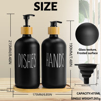 2 x Brand New Soap dispenser black matt glass shampoo bottles for filling 2 475ml shower gel dispenser soap dispenser with funnel for bathroom kitchen - RRP €30.24