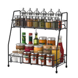 1 x RAW Customer Returns BOKIOVIN 2 Tier Spice Rack Standing Organizer, Metal Spice Rack Kitchen Shelf Standing Worktop Spice Holder Storage for Kitchen Cabinet Bathroom, Black - RRP €17.15