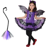 2 x Brand New Licus Bat Costume Girls Halloween Costume Tutu Dress Carnival Cosplay Costume Dress with Detachable Witch Broom Purple 7-9 Years - RRP €38.4