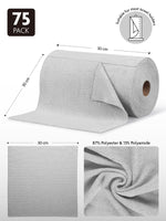 1 x RAW Customer Returns Fantasticlean Microfiber Cleaning Cloths, 75 Pieces per Roll Tear-Off Cleaning Cloths, Reusable Lint-Free Rags for Car, Kitchen and Home 30x30cm-Gray - RRP €31.99