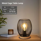 1 x RAW Customer Returns SENQIU table lamp vintage, metal shape cage E27 table lamp black industrial, bedside lamp retro for bedroom, study, living room, dining room, bulbs not included - RRP €29.99