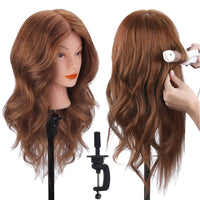 1 x RAW Customer Returns Mannequin Head, TopDirect 18 100 Real Human Hair Practice Training Cosmetology Doll for Hairdressing, Doll Head with Table Stand Hair Styling Accessories - RRP €42.99