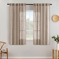 1 x RAW Customer Returns MIULEE Curtains Tab-Top Voile Curtain Modern Linen Look Semi-Transparent for Living Room Bedroom Children s Room Sliding Curtain Set of 2 Stores Dark Brown 145 x 140 cm - RRP €34.27