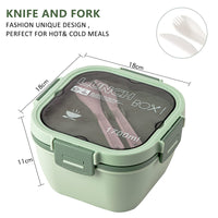 1 x RAW Customer Returns Greentainer salad container with compartments, lunch box with cutlery for adults and children, salad box to go, bento box for school, work, picnic, travel, leak-proof lunch box 1700 ml, green - RRP €17.12