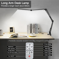 1 x RAW Customer Returns LED desk lamp with remote control, 24W wing double head office lamp, dimmable, 8-way clampable desk lamp, additional light range daylight lamp for working, crafts, studying, reading - RRP €56.46