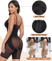 1 x RAW Customer Returns heekpek Shapewear Women Tummy Control Body Shaper V-Neck Double Layer Mesh Tulle Breathable Bodysuit Shapewear, Black, S - RRP €17.42