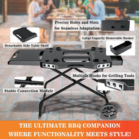 1 x RAW Customer Returns Denmay Portable Grill Cart for Ninja Woodfire OG700 Series, Foldable Outdoor Grill Stand for Ninja OG701, Pit Boss 10697 10724, 57cm Blackstone,Traeger Ranger, with Table Shelf and Basket - RRP €136.99