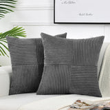 1 x RAW Customer Returns FDTERN Set of 2 Dark Grey Corduroy Cushion Covers 50x50CM Soft Modern Decorative Pillowcases Cushion Cover Throw Pillow Cover Sofa Cushion Decorative Pillow Boho Decoration for Sofa Bedroom Living Room Balcony - RRP €20.15