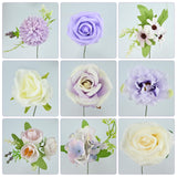 4 x Brand New twirush silk flowers, artificial bouquet, flower combo box, with stems and 1 roll of ribbon for DIY flower arrangements bouquets wedding party home baby shower decoration purple, white  - RRP €58.48