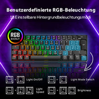 1 x RAW Customer Returns RK61 RGB Gaming Keyboard, 2.4GHz Wireless Bluetooth Wired 60 Mechanical Keyboard 61 Keys, Hot-Swappable Red Switch with RGB Lighting, Compatible for Win Mac, Black QWERTZ  - RRP €76.99