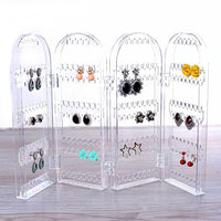 5 x Brand New JZK Collapsible Clear Plastic Earring Holder with 240 Holes 4 Doors Jewelry Display Stand - Ideal for Organizing Earrings, Necklaces and Bracelets - RRP €102.0