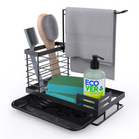 1 x RAW Customer Returns Yomisee Sink Organizer Caddy Stainless Steel Utensils Basket for Kitchen Bathroom with Drain Pan, Countertop Sponge Brush Soap Dish Holder Sink Kitchen Organizer - RRP €12.1