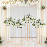 1 x RAW Customer Returns Nuptio Gold Vase for Wedding Centerpieces - 2 Pack 100cm Tall Golden Centerpieces for Tables Geometric Flower Center Pieces Standing Column Vases for Weddings Birthday Party Decoration - RRP €63.91