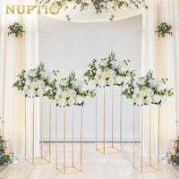 3 x RAW Customer Returns NUPTIO Gold Vase for Wedding Centerpieces - 2 Pieces 100cm Height Gold Centerpieces for Tables Geometric Flower Centerpieces Metal Column Vases Support for Weddings Birthday Party Decoration - RRP €200.94