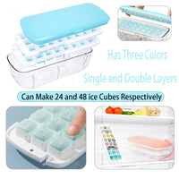 13 x Brand New Ice Cube Tray with Lid and Container, Food Grade Silicone Ice Cube Tray, Release All Ice Cubes in One Second Reusable 48 Ice Cube Tray - RRP €243.62