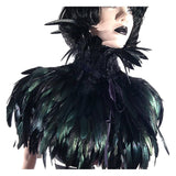 1 x RAW Customer Returns keland Gothic feather cape scarf bolero collar feather cape feather collar feather jacket shoulder scarf shoulder cape with choker collar Halloween costume black  - RRP €35.99