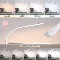 1 x RAW Customer Returns Hokone LED Desk Lamp, Work Lamp, Office Table Lamp with Touch Control, 4 Color Modes 5 Brightness Levels, Eye Protection, 10W Lamp with Clamp, White - RRP €39.99