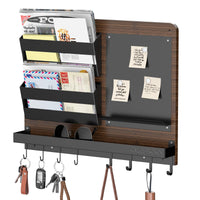 1 x RAW Customer Returns CLESOO key rack with shelf letter holder, 8 key holders, wall letter rack with 2 post holders, memo board, key bar, key board decoration, key hook for connecting hallway - RRP €32.95