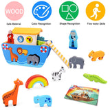 1 x RAW Customer Returns Noah s Ark Wood Wooden toys from 1 2 3 years children Baptism gifts for boys girls Montessori Toy Animal Sorting Stack Bible story book baptism - RRP €25.61