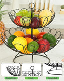 1 x RAW Customer Returns DUSENHO Fruit Etagere 2 Tier Fruit Bowl Fruit Basket for More Space on the Worktop Vegetable Basket Made of Metal Kitchen Decoration Fruit Bowls for Fruit and Vegetables - RRP €27.99